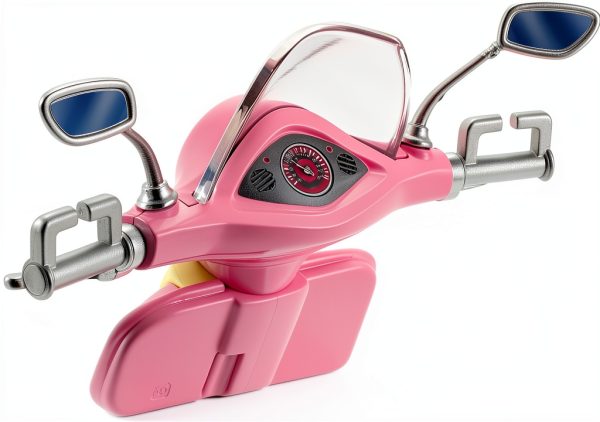 Mattel Barbie Doll Scooter Pink Yellow with Helmet and Puppy Basket-4