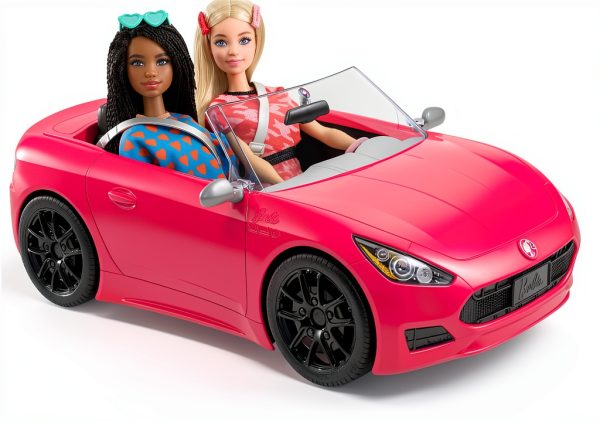 Barbie Convertible Car HBT92 Pink Sport Doll Car with Seatbelts-2