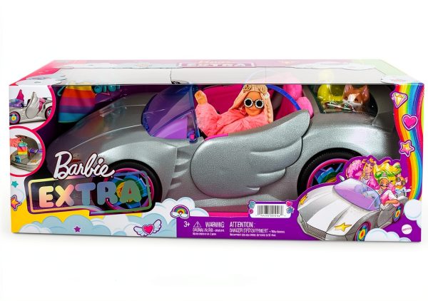 Barbie Extra Car 2-Seater Car with Pink Interior and Rainbow Rims-5