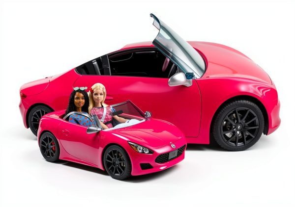 Barbie Convertible Car HBT92 Pink Sport Doll Car with Seatbelts-1