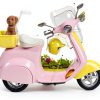 Mattel Barbie Doll Scooter Pink Yellow with Helmet and Puppy Basket-5