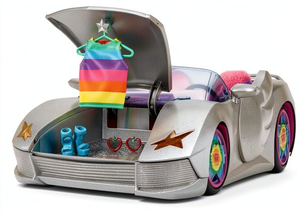 Barbie Extra Car 2-Seater Car with Pink Interior and Rainbow Rims-4