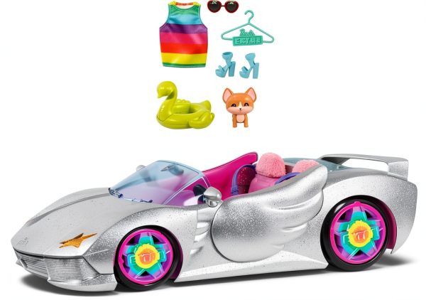 Barbie Extra Car 2-Seater Car with Pink Interior and Rainbow Rims-0