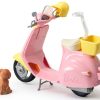 Mattel Barbie Doll Scooter Pink Yellow with Helmet and Puppy Basket-2