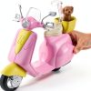 Mattel Barbie Doll Scooter Pink Yellow with Helmet and Puppy Basket-1