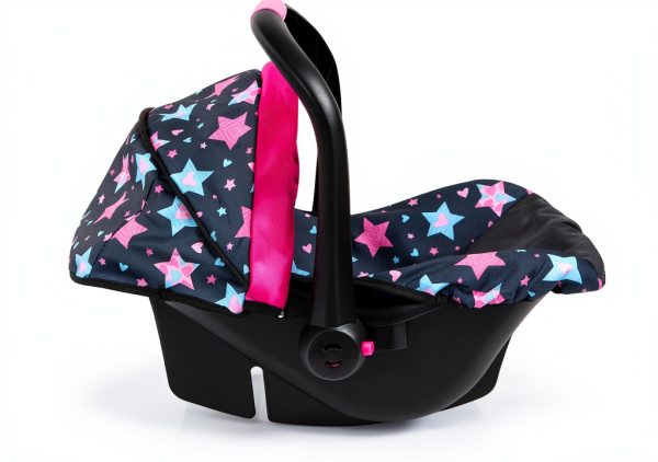 Bayer: Car Seat - Turquoise, Pink, Stars - Fits Dolls Up to 18", Kids Pretend Play, Safety Belt, Sun Canopy, Ages 3+-1