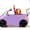 Barbie Doll Accessories, Toy Car Electric Vehicle with Charging Station, Plug & Sunroof, Purple 2-Seater Transforms into Convertible-2