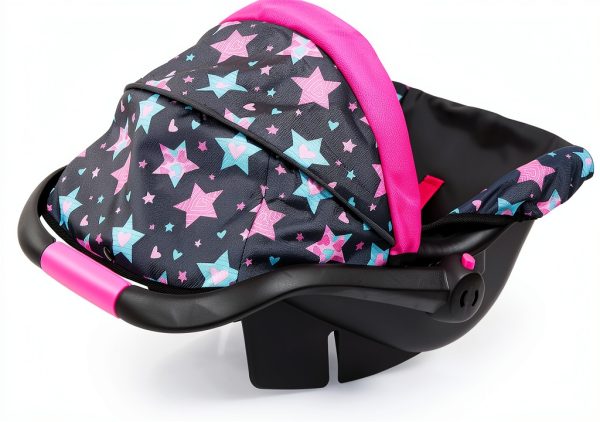 Bayer: Car Seat - Turquoise, Pink, Stars - Fits Dolls Up to 18", Kids Pretend Play, Safety Belt, Sun Canopy, Ages 3+-3
