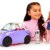 Barbie Doll Accessories, Toy Car Electric Vehicle with Charging Station, Plug & Sunroof, Purple 2-Seater Transforms into Convertible-1
