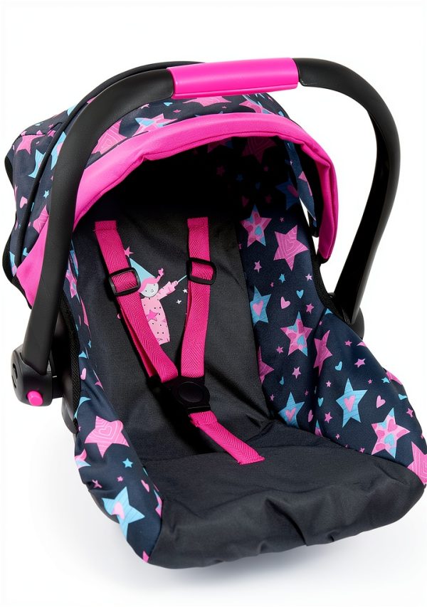 Bayer: Car Seat - Turquoise, Pink, Stars - Fits Dolls Up to 18", Kids Pretend Play, Safety Belt, Sun Canopy, Ages 3+-0