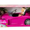 Barbie Playset with Sparkly Pink 2-Seater Toy Convertible Car Featuring Glam Details & Fashion Doll in Sundress & Sunglasses (Amazon Exclusive)-5