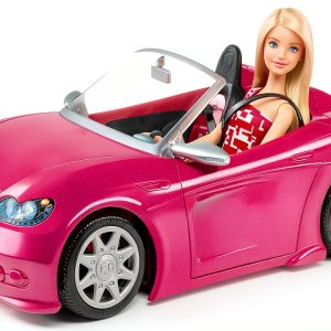 Barbie Playset with Sparkly Pink 2-Seater Toy Convertible Car Featuring Glam Details & Fashion Doll in Sundress & Sunglasses (Amazon Exclusive)-0