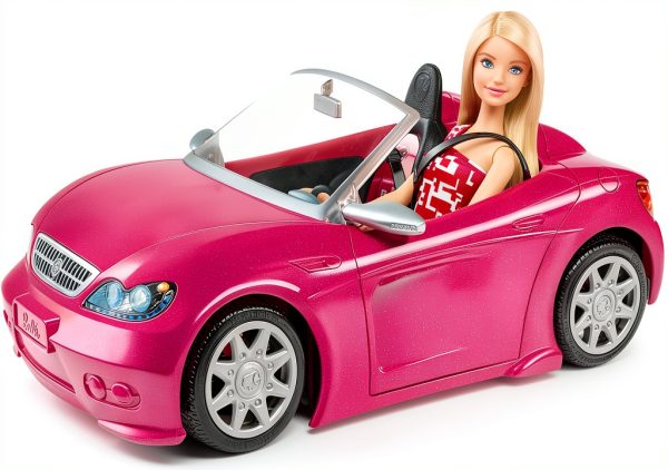 Barbie Playset with Sparkly Pink 2-Seater Toy Convertible Car Featuring Glam Details & Fashion Doll in Sundress & Sunglasses (Amazon Exclusive)-0