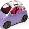Barbie Doll Accessories, Toy Car Electric Vehicle with Charging Station, Plug & Sunroof, Purple 2-Seater Transforms into Convertible-0