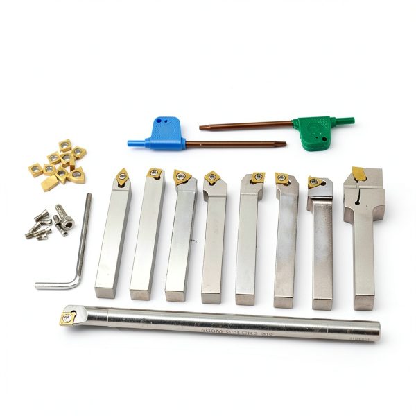 OSCArbide 3/8" Lathe Turning Tool Holder Set 9 Piece Nickel Plated-3