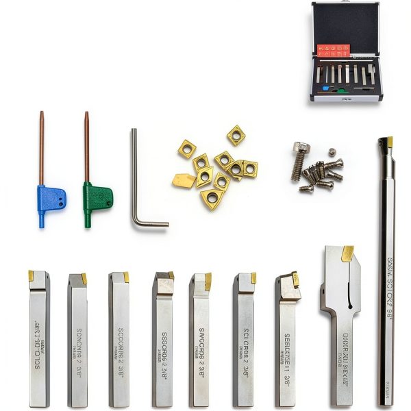 OSCArbide 3/8" Lathe Turning Tool Holder Set 9 Piece Nickel Plated-1