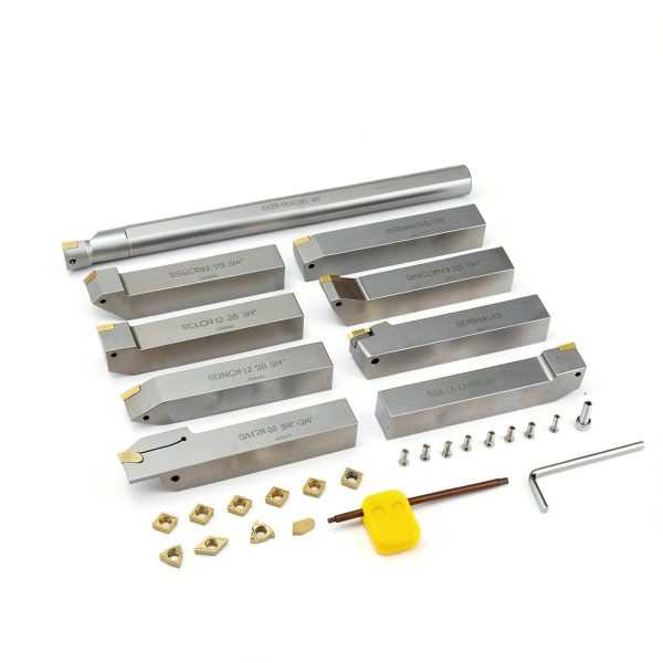 OSCArbide 3/4" Shank 9-Piece CNC Lathe Tool Holder Set Nickel Plated-1