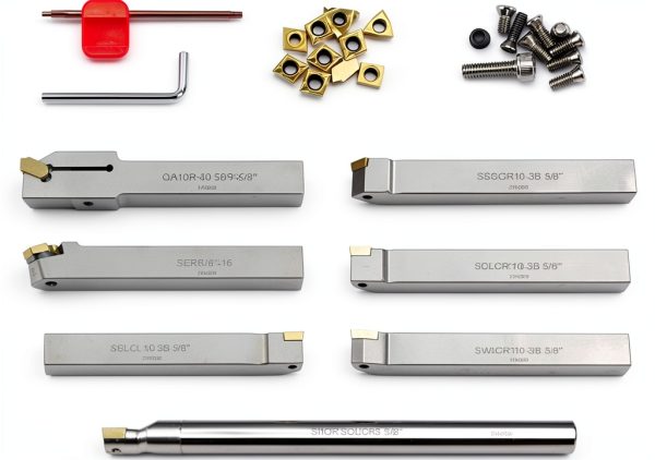 Oscarbide 5/8" Lathe Turning Tool Holder - 9-Piece Nickel Plated Set-3