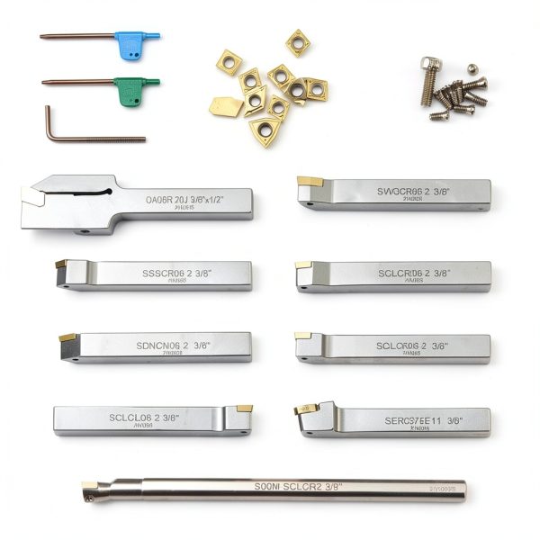 OSCArbide 3/8" Lathe Turning Tool Holder Set 9 Piece Nickel Plated-2