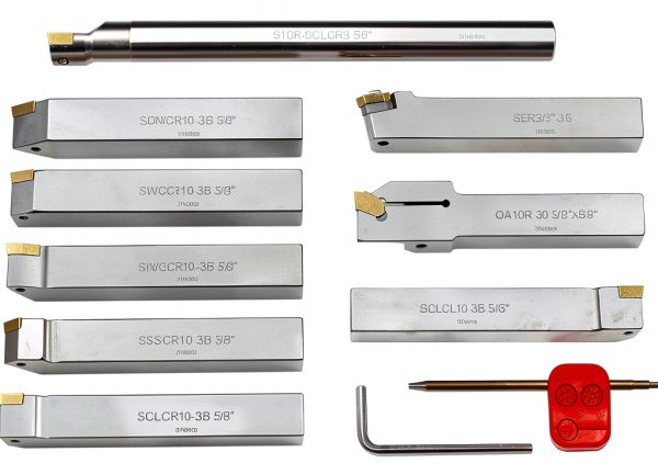 Oscarbide 5/8" Lathe Turning Tool Holder - 9-Piece Nickel Plated Set-1