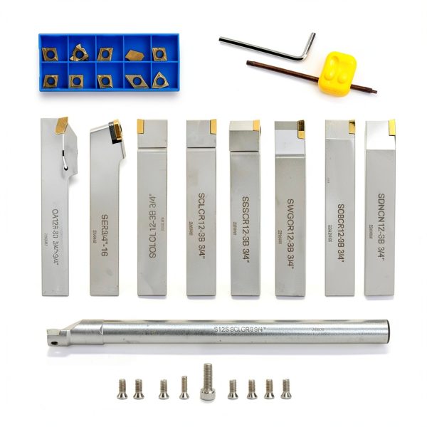 OSCArbide 3/4" Shank 9-Piece CNC Lathe Tool Holder Set Nickel Plated-3