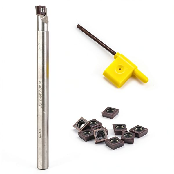 1/2" Lathe Boring Bar LA HARDWARE Holder with 10 Carbide Inserts-3