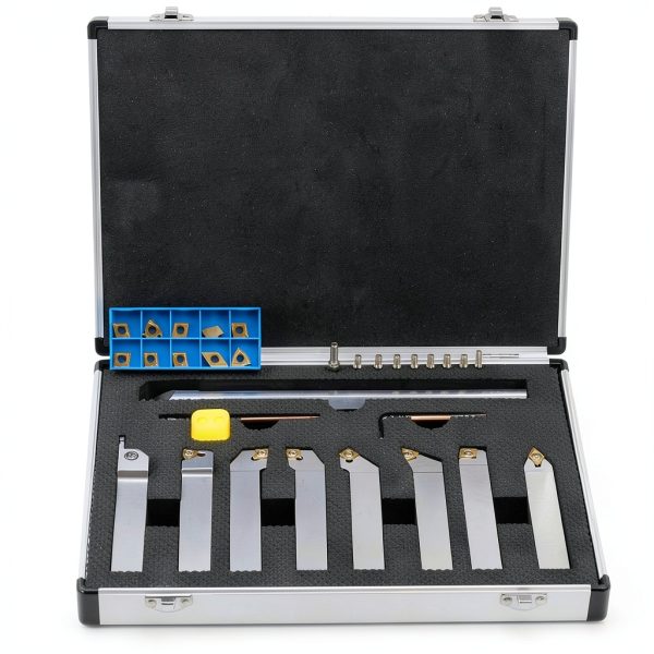 OSCArbide 3/4" Shank 9-Piece CNC Lathe Tool Holder Set Nickel Plated-0