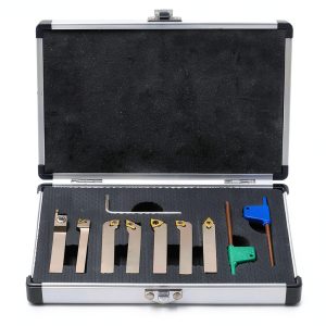OSCArbide 1/4" Shank Indexable Lathe Tool Holder 7‑Piece Nickel CNC-0